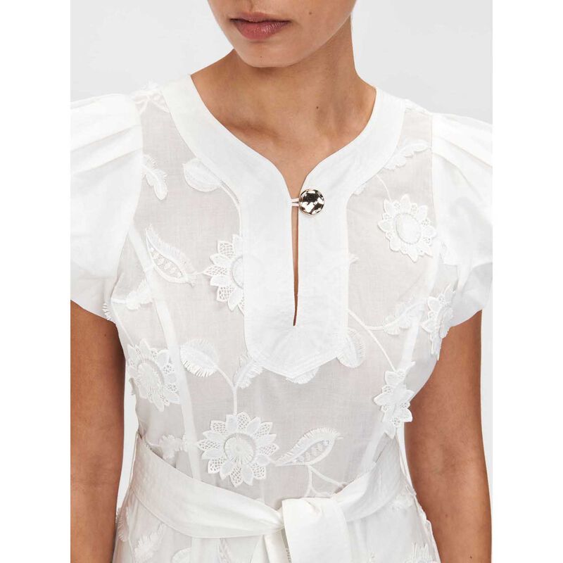 Veronika Maine Sunflower Embroidered Cotton Midi Dress image number 2